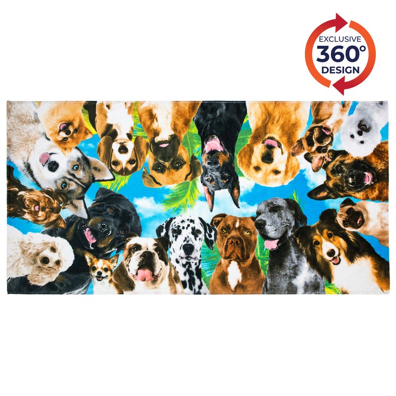 Softerry Dogs at The Beach - Selfie Pets Beach Towel 30 x 60 inches 100% Cotton Velour (Dog Party, 1 Towel) - Image 4
